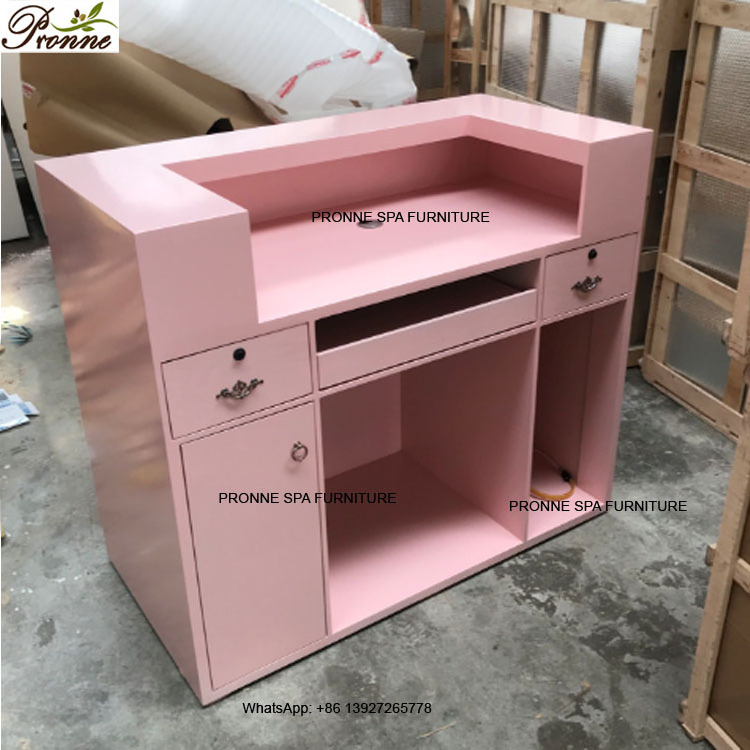 modern design small shop hair beauty salon cashier counter/pink reception desk table