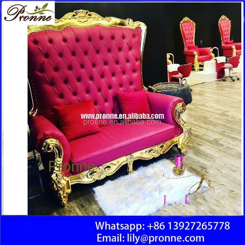 modern luxury love seat velvet throne high back leisure waiting chair for 2 persons