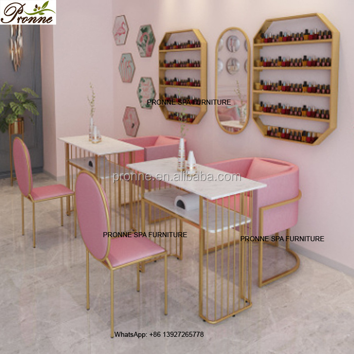 beauty salon pronne furniture pink and gold nails spa manicure table and chair set