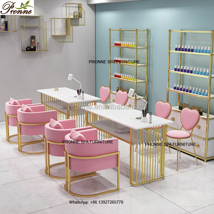 beauty salon pronne furniture pink and gold nails spa manicure table and chair set