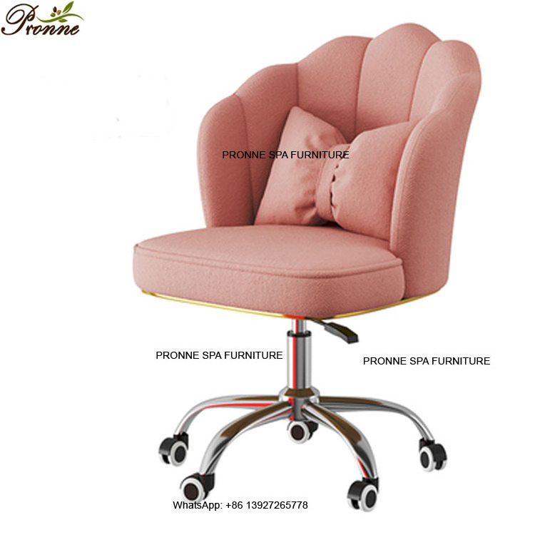 foshan luxury velvet swivel height adjustable nail armless worker task chair