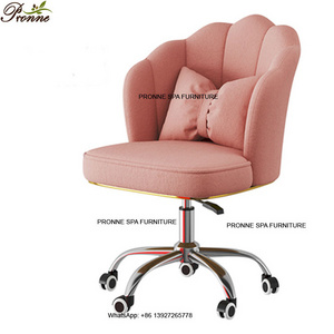 foshan luxury velvet swivel height adjustable nail armless worker task chair