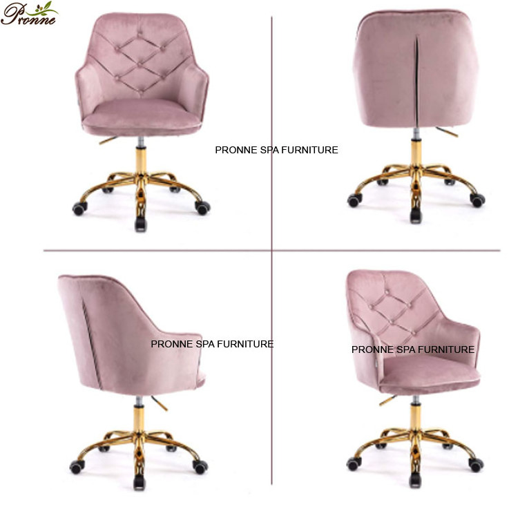 antique simple leisure nail salon furniture swivel adjustable purple manicure chair with wheels wholesale