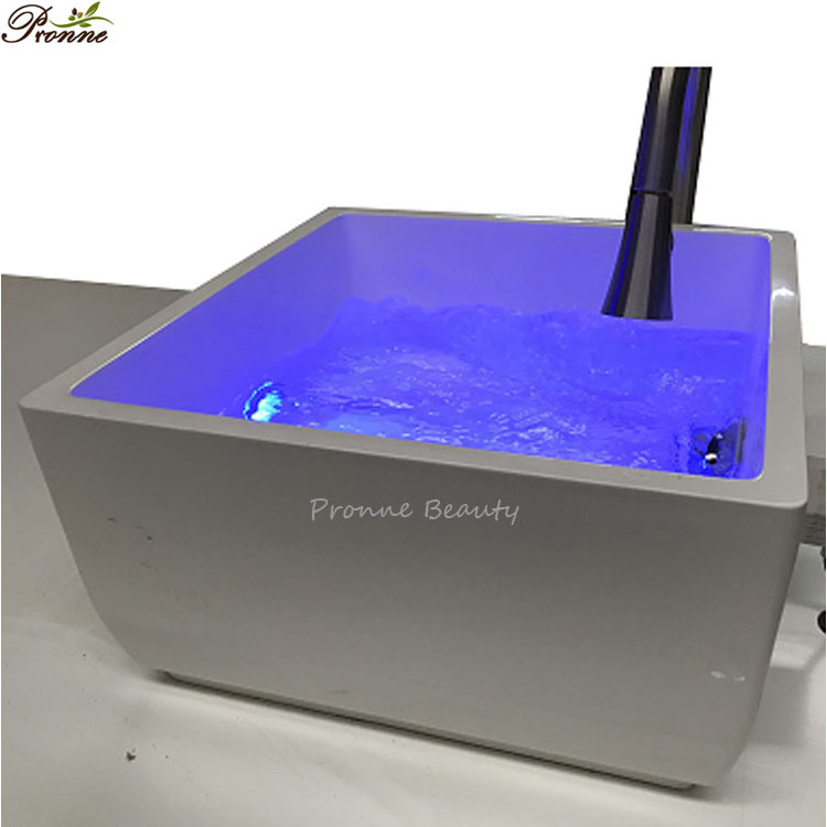 modern luxury white square spa pedicure sink with lighting/pedicure square sink