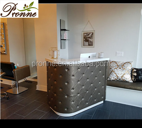 top quality modern design restaurant curved grey leather dental reception desk