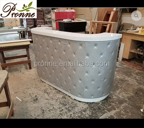 top quality modern design restaurant curved grey leather dental reception desk