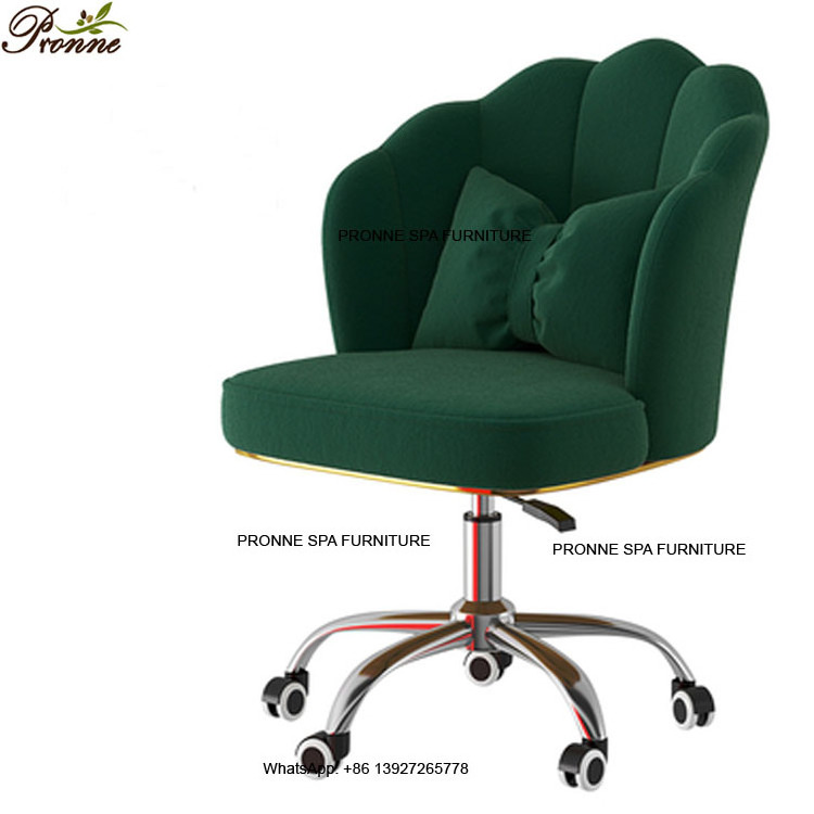 foshan luxury velvet swivel height adjustable nail armless worker task chair