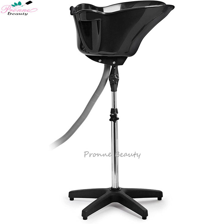 Beauty Salon Barber Shop Height Adjustable Black Portable Hair Wash Shampoo Bowl Sink