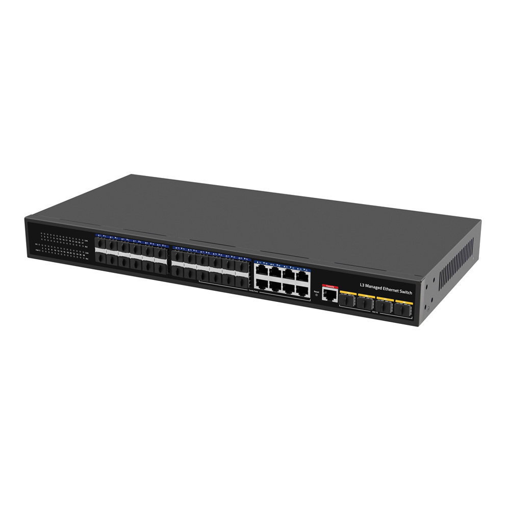 10G Uplink  4* 10G SFP port  and 24* SFP Port Gigabit L3 Managed Ethernet Switch ,8* Gigabit Ethernet Ports(Combo)