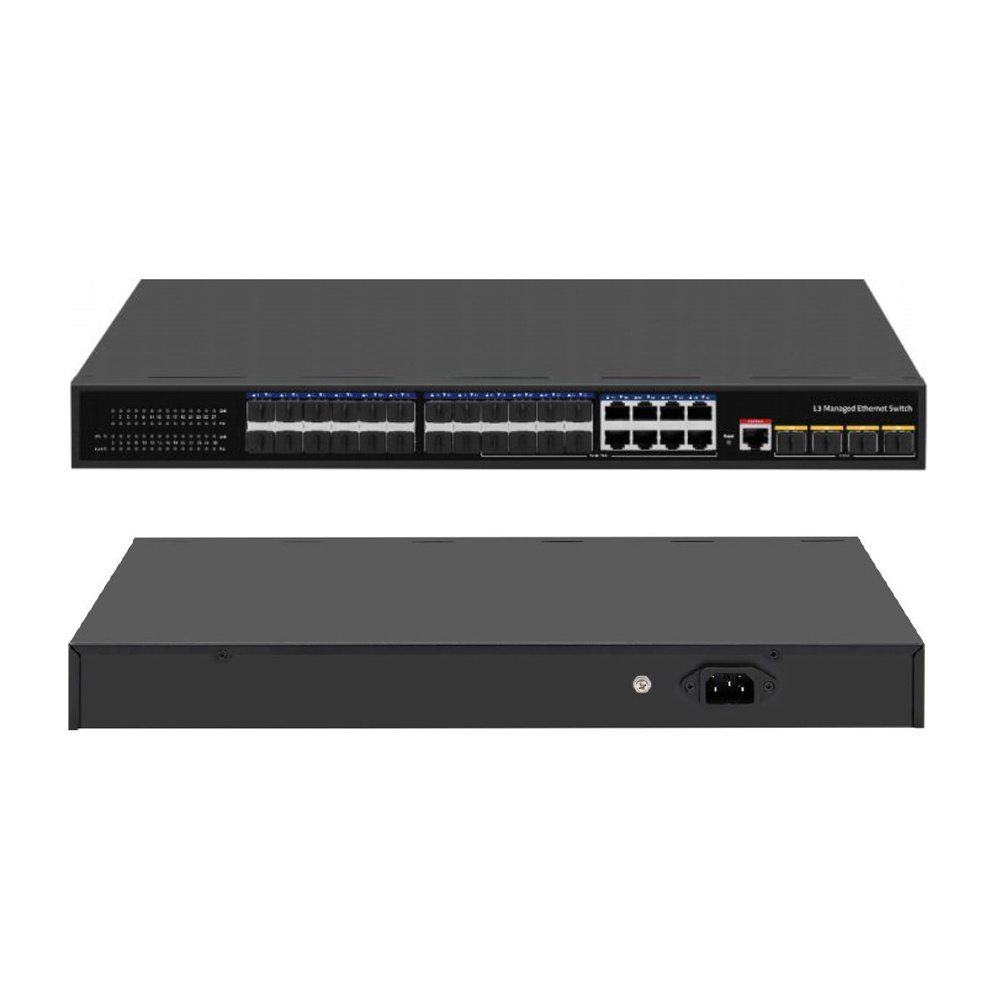 10G Uplink  4* 10G SFP port  and 24* SFP Port Gigabit L3 Managed Ethernet Switch ,8* Gigabit Ethernet Ports(Combo)