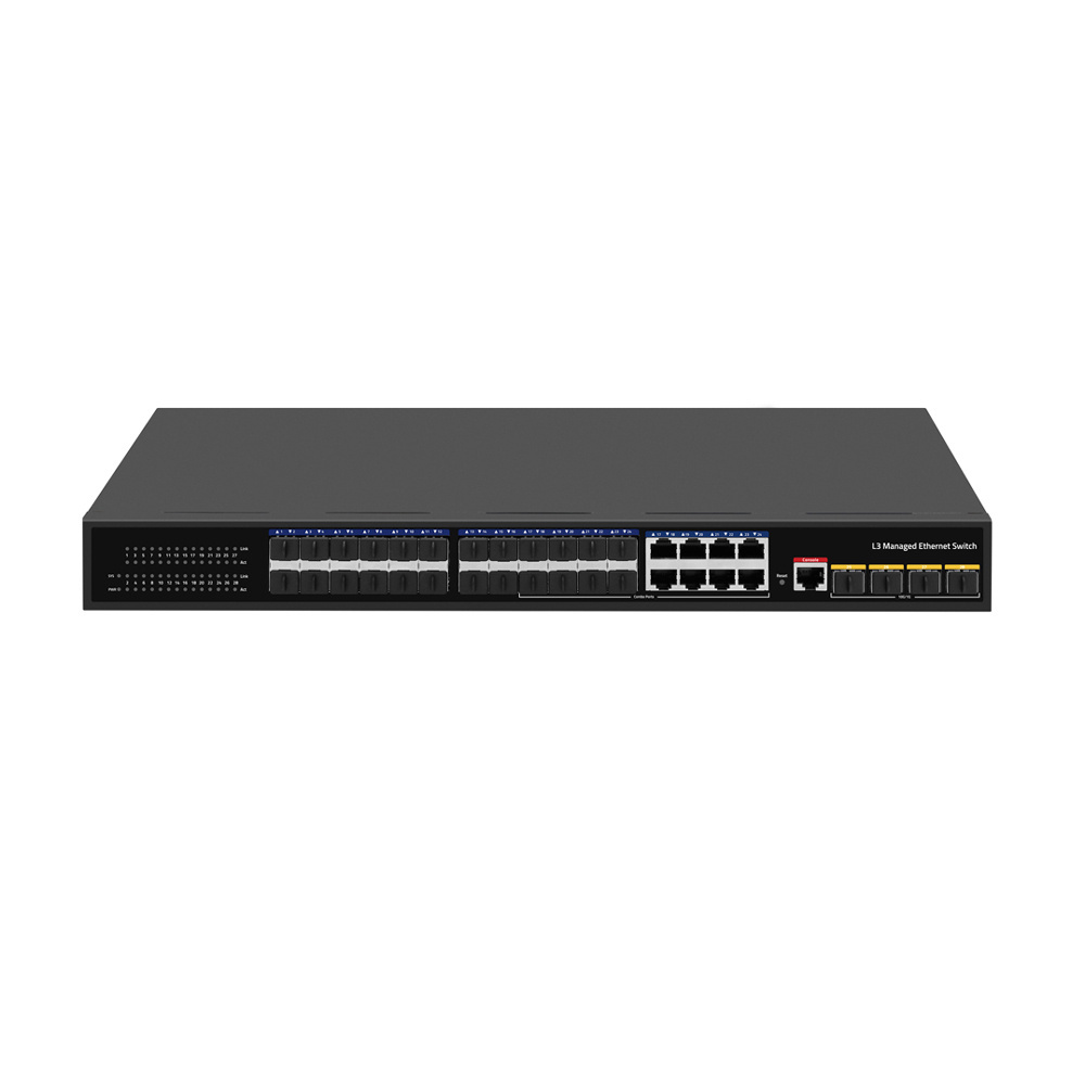 10G Uplink  4* 10G SFP port  and 24* SFP Port Gigabit L3 Managed Ethernet Switch ,8* Gigabit Ethernet Ports(Combo)