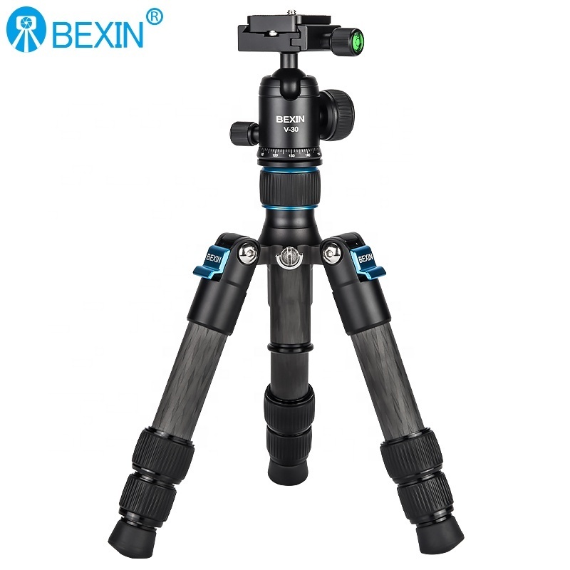 BEXIN Low Angle Photography camera Mount Tripod Portable Flexible Desktop Tabletop Carbon Fiber Mini Tripod with ball head