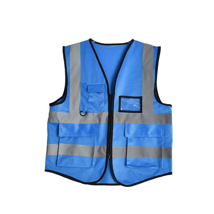 Wholesale reflective safety vests  high visibility blue reflective mesh construction jackets