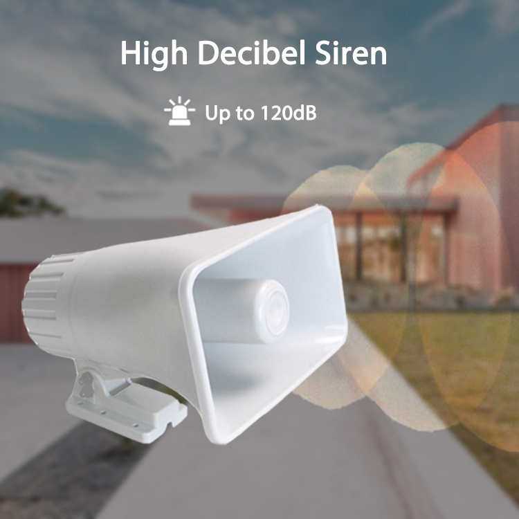 Home Security 120dB Outdoor Loud Siren Alarm White Color Wired 12v 30w Electronic Horn Siren Burglar Security Alarm Siren