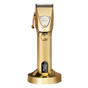 LCD Display Wireless Cordless Hair Cutter Electric Gold Color Metal Hair Trimmer Professional Men's Hair Clipper