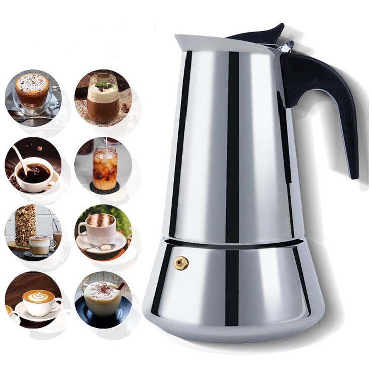 Proshui Wholesale Modern Italian stainless steel 1 Cup 2 Cups to 12 Cups Moka Pot Coffee Maker Stove-Top Mokapot