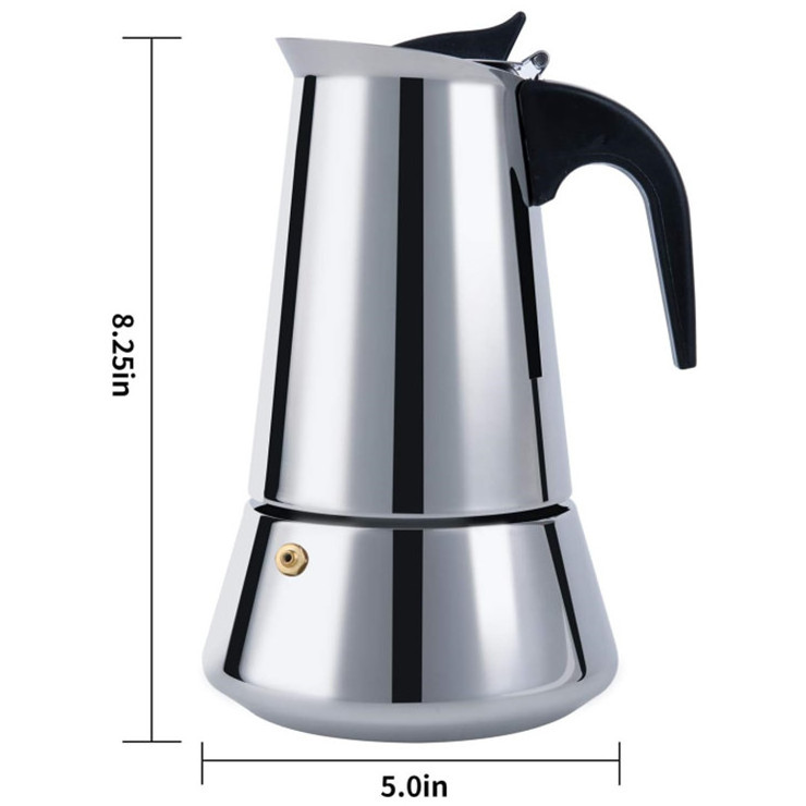 Proshui Wholesale Modern Italian stainless steel 1 Cup 2 Cups to 12 Cups Moka Pot Coffee Maker Stove-Top Mokapot