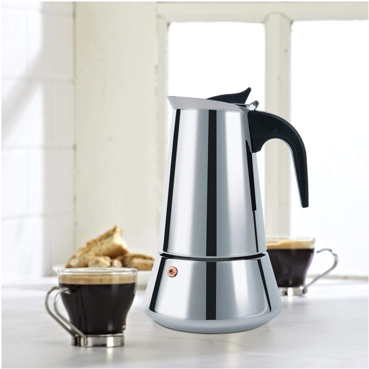 Proshui Wholesale Modern Italian stainless steel 1 Cup 2 Cups to 12 Cups Moka Pot Coffee Maker Stove-Top Mokapot