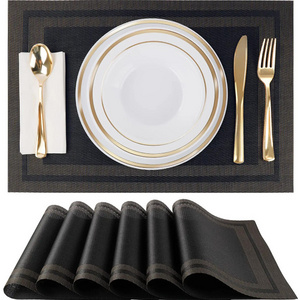 RTS High quality PVC table mats set for restaurant hotel plastic woven placemat dinner dining plate dish mat