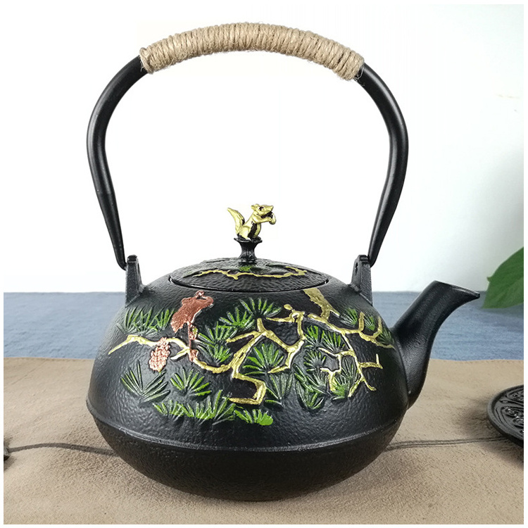 Chinese style Cast iron black teapot set enamel tea set tea kettle