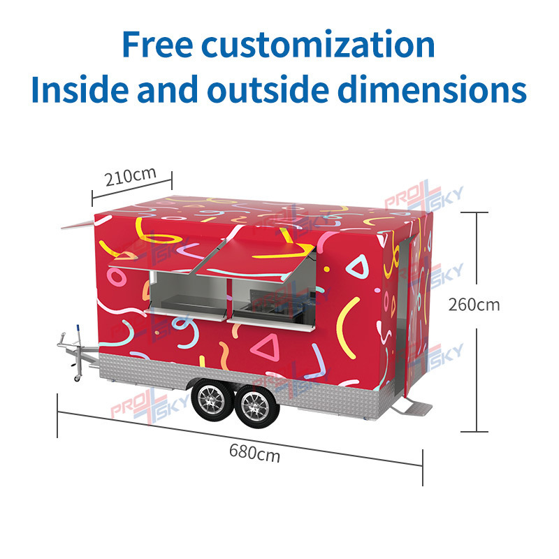 Prosky Custom Foodtruck Crepes Mobile Bar Coffee Cart Food Truck Pizza Taco Churros Hot Dog Concession Food Trailer For Sale