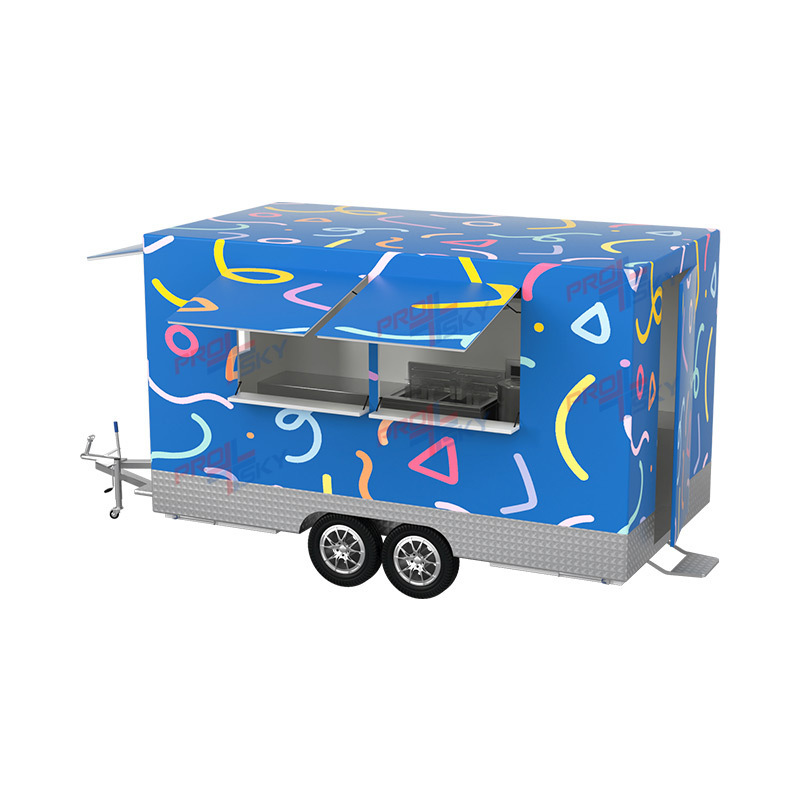 Prosky Hot Sale Food Cart Business Mobile Coffee Pizza Trailer Hot Dog Cart With Ce