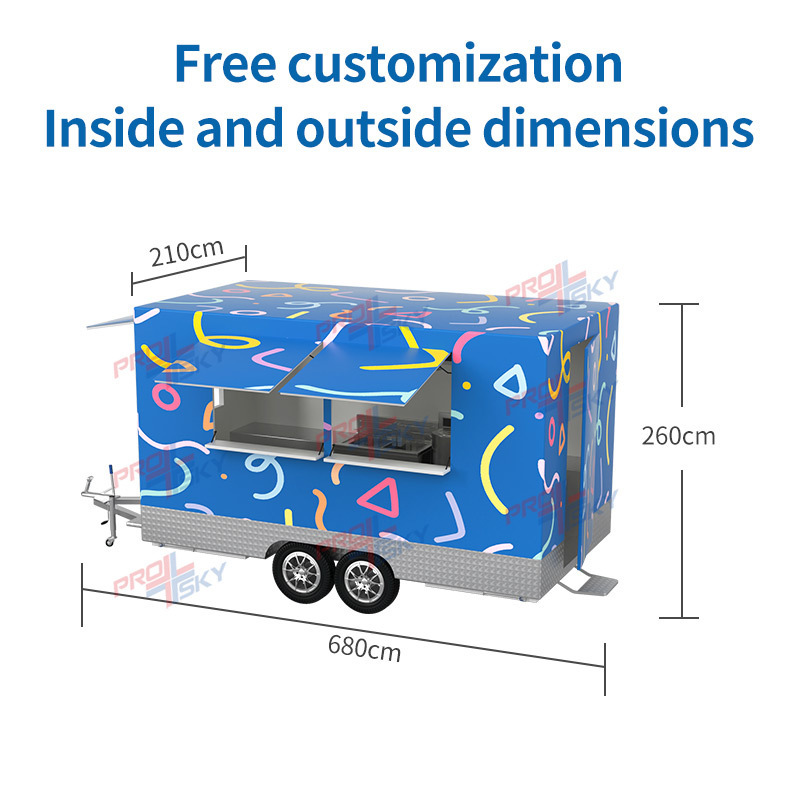 Prosky Customize Towable Remorque Food Truck Pizza Oven Street Slush Churros Fast Food Trailer