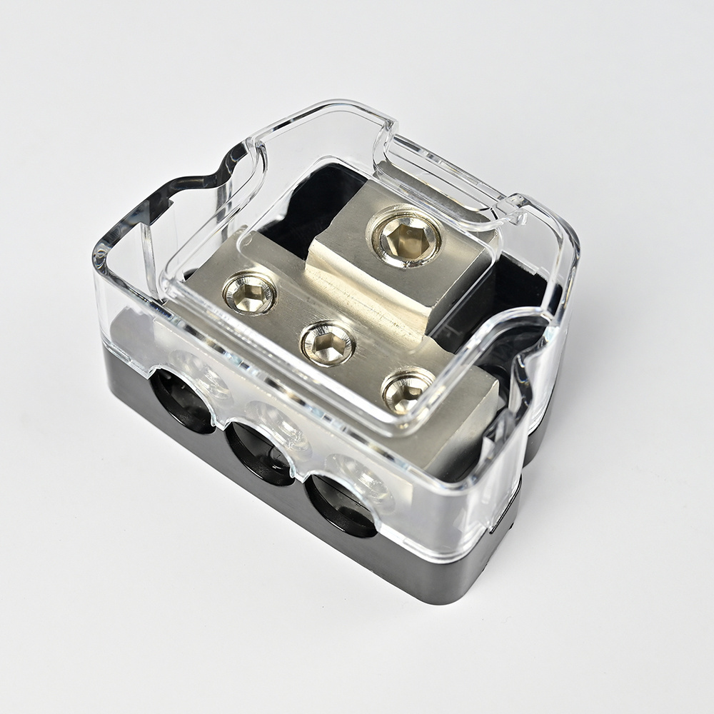 1x 0 Gauge in / 3X 4 Gauge Out Amp Power Distribution Ground Distributor Connecting Block 3 Way Power Distribution Block