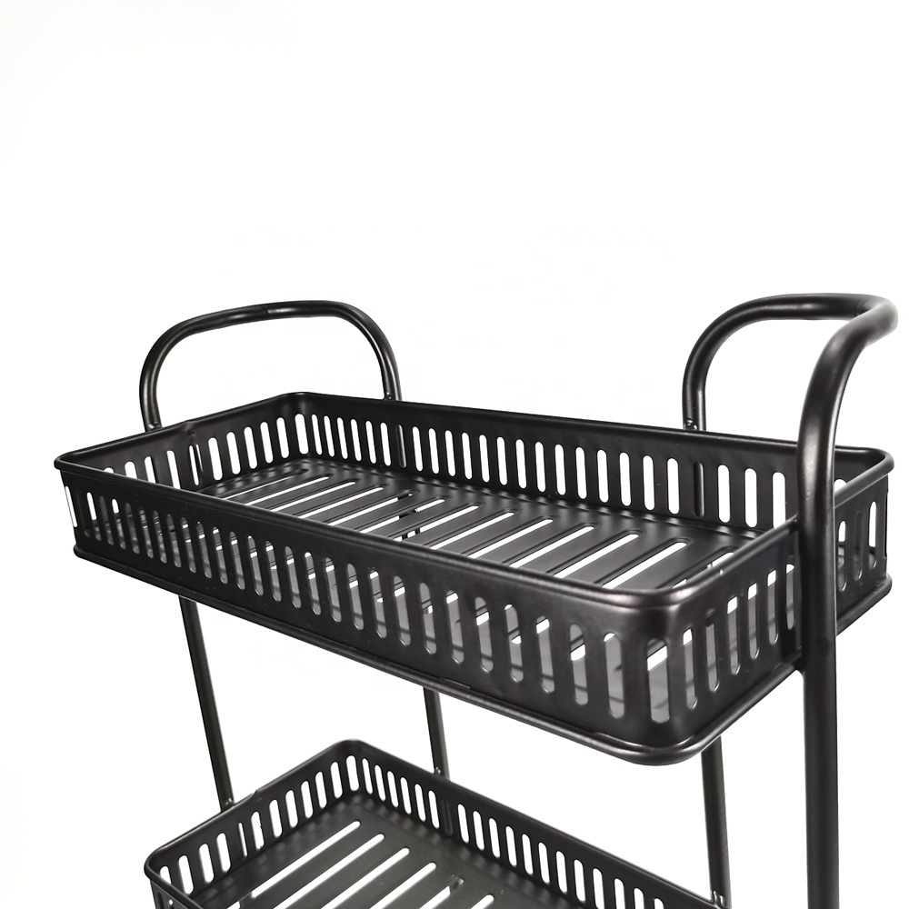 3 Tier Black Organizer for Bathroom Free Standing Storage Shelves