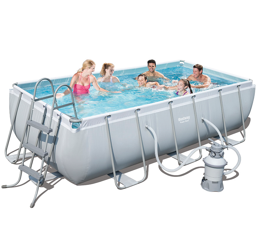 Bestway 56442 Alberca Outdoor Family Rectangular Steel Frame Pool Set Adult Above Ground Swimming Pools