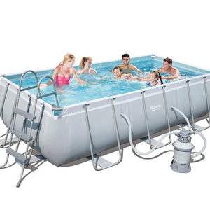 Bestway 56442 Alberca Outdoor Family Rectangular Steel Frame Pool Set Adult Above Ground Swimming Pools