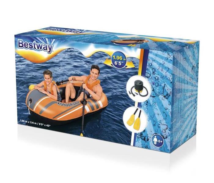 Bestway 61062 Hydro-Force Raft Set Kondor 2000 Inflatable Beach Boat With Oar & Pump