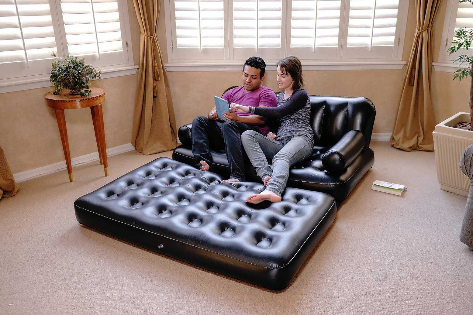 Bestway 75056 Multi-Max 5-in-1 Air Couch with Sidewinder AC Air Pump air portable sofa