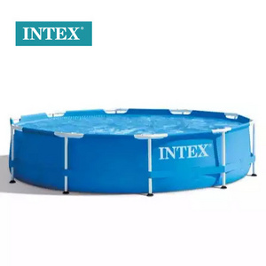 Intex 28202 Picsinas Outdoor Portable Bule Rectangular Metal Above Ground  Round Endless Swimming Pool