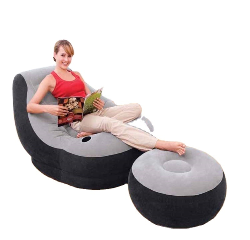 Wholesale intex 68564 indoor outdoor PVC flocking inflatable bedroom leisure legless inflatable sofa