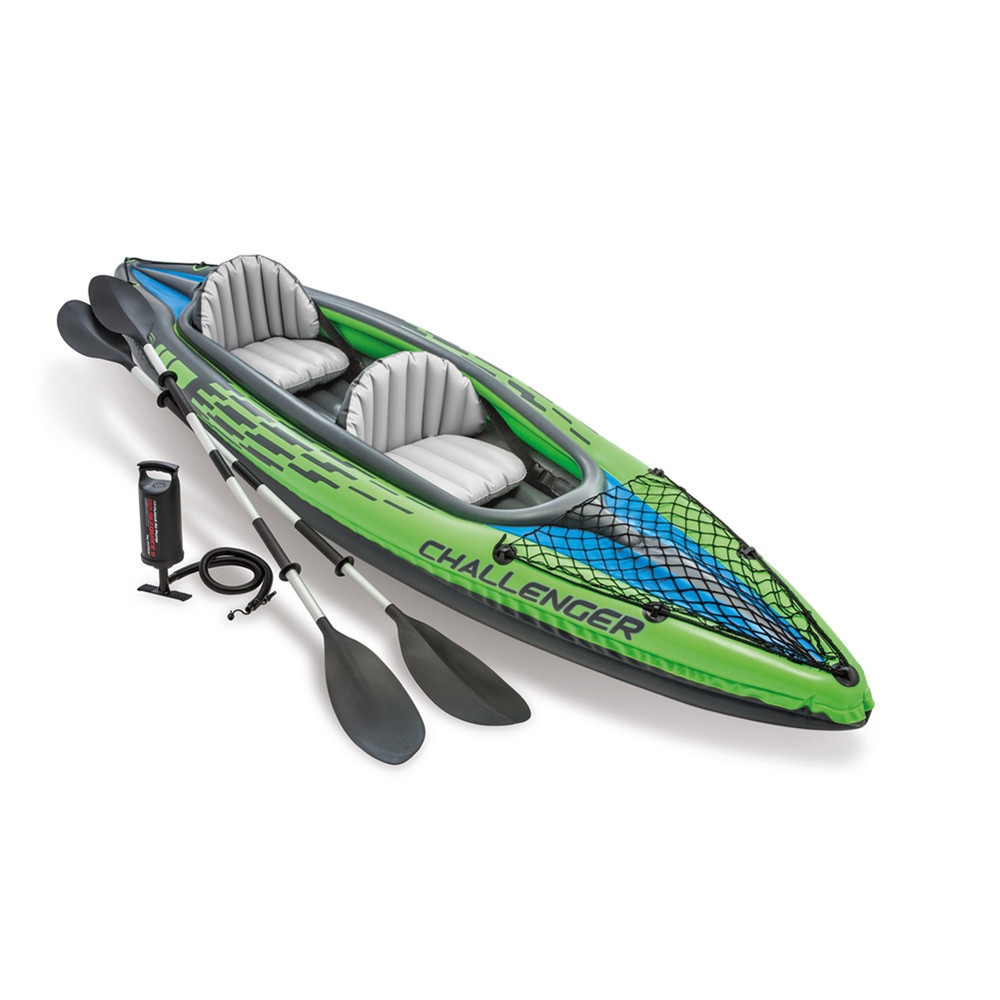 Intex 68306 Challenger K2 KAYAK Inflatable Rowing Boat Set for Sport Gaming Outdoor on water sport Durable Aluminum Material