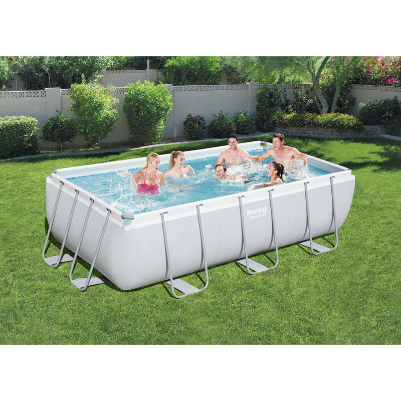 Bestway 56442 Alberca Outdoor Family Rectangular Steel Frame Pool Set Adult Above Ground Swimming Pools