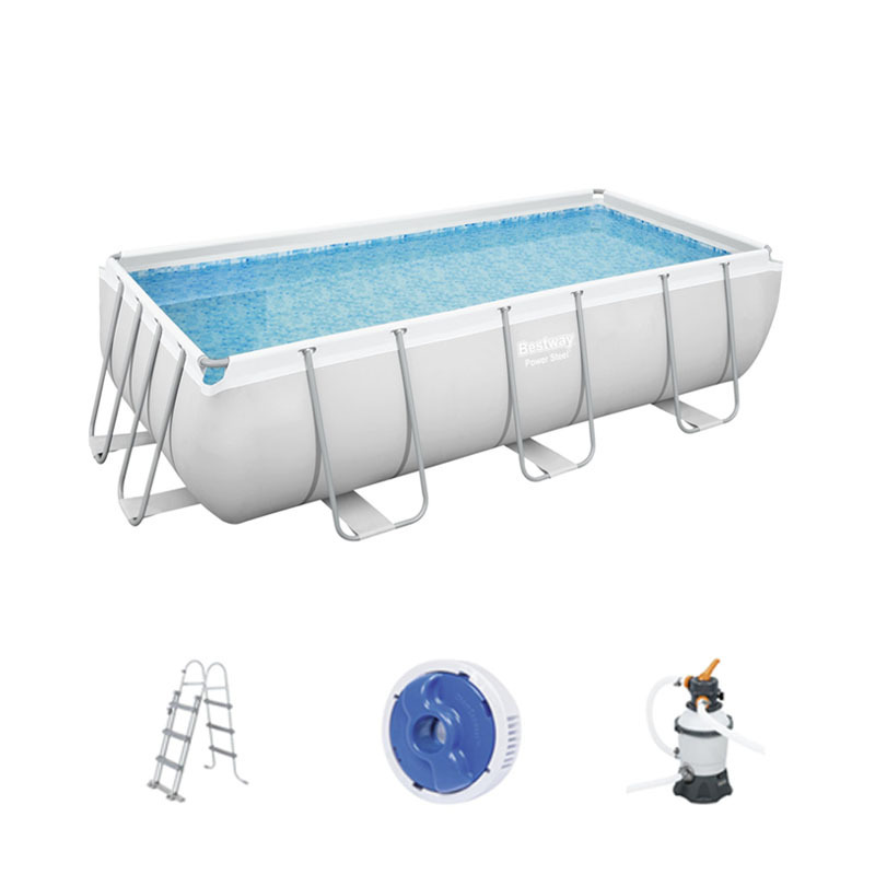 Bestway 56442 Alberca Outdoor Family Rectangular Steel Frame Pool Set Adult Above Ground Swimming Pools