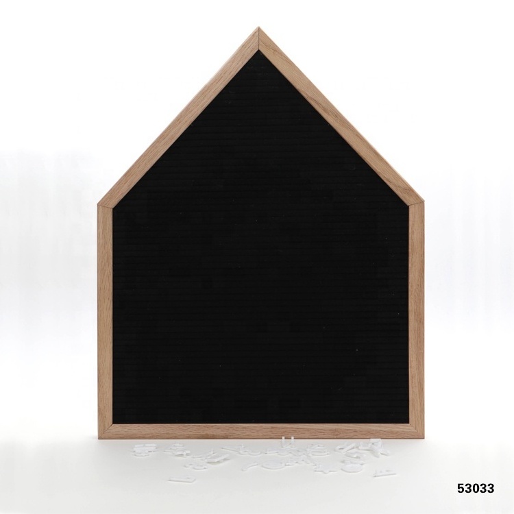 Pine Felt Letter Board Wooden House Shape Advertising Board with Changeable Characters