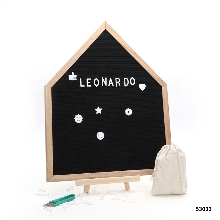 Pine Felt Letter Board Wooden House Shape Advertising Board with Changeable Characters