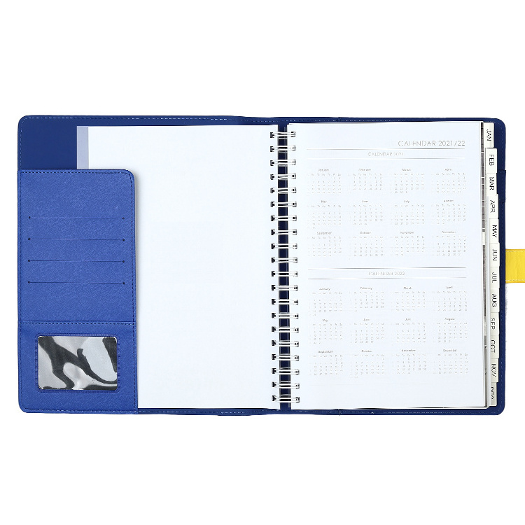 New Design Hardcover Planner Personalized Printed Logo Calendar Notebook PU Leather Cover A4 Diary With Pen Holder