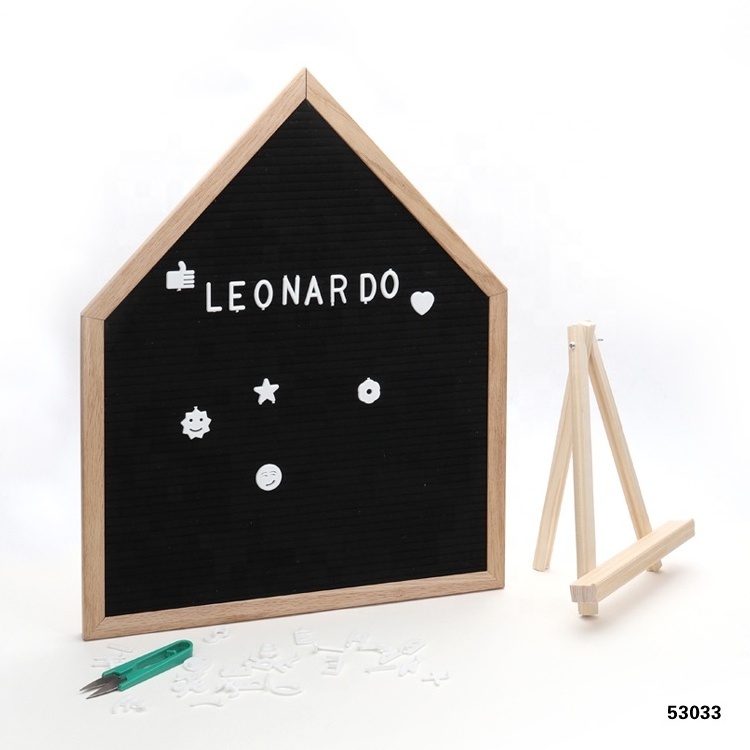 Pine Felt Letter Board Wooden House Shape Advertising Board with Changeable Characters