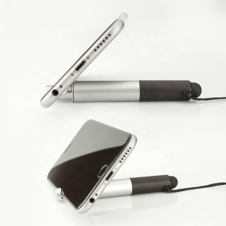 4 in 1 High quality multi function pen led light pen with phone holder and stylus and buckle