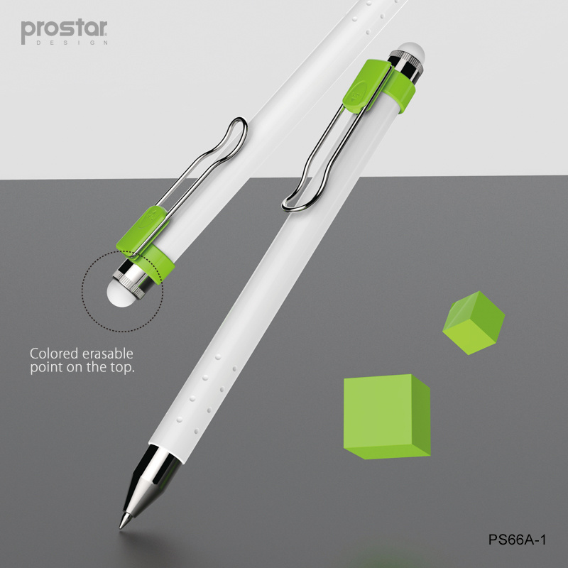 Prostar design erasableGel Ink Pens with erasable point on the top and erasable ink