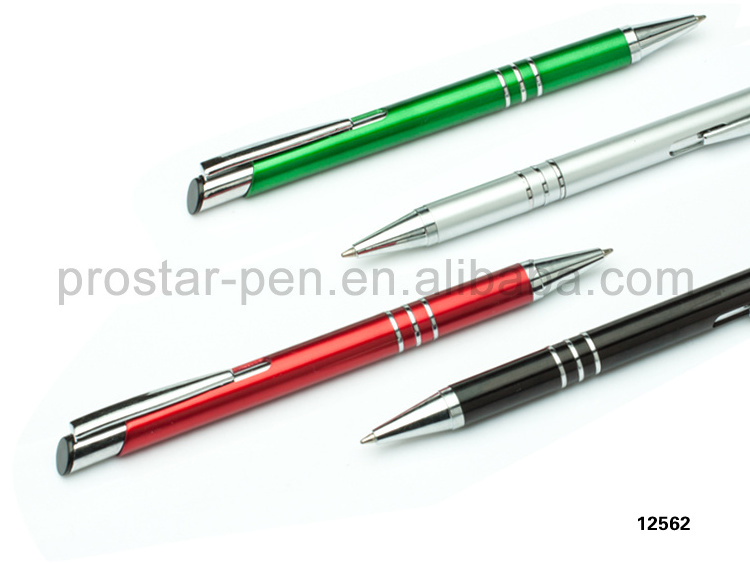 Hot selling popular custom logo pen promotional plastic ballpoint pen with metallic color