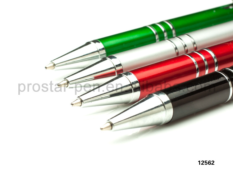 Hot selling popular custom logo pen promotional plastic ballpoint pen with metallic color