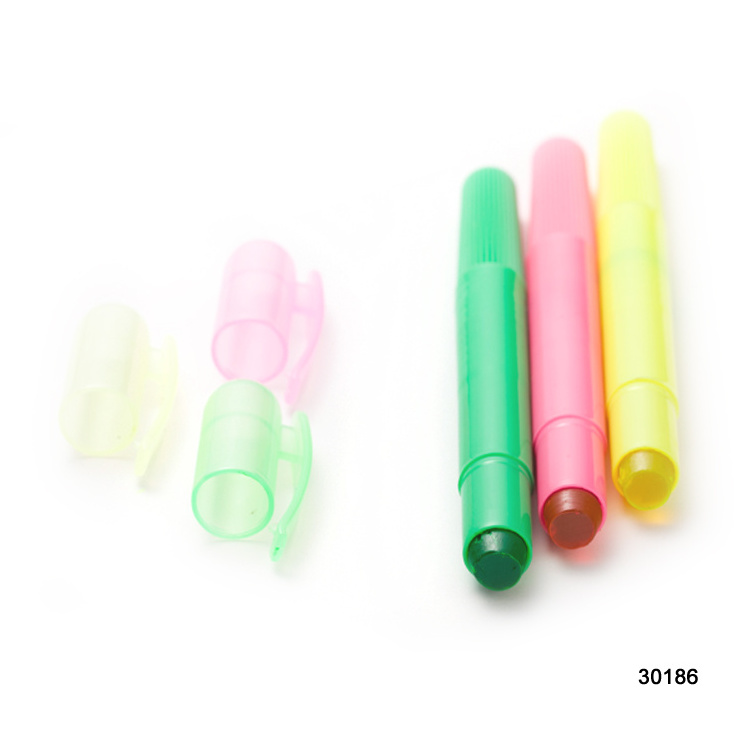 Gel Solid Highlighter Pen Cap Off Wax Marker Pen Promotional Customize Colorful Plastic 51x21x30cm Round Toe 12/11kgs 5000pcs