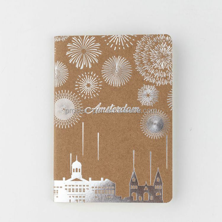 Souvenir soft craft paper cover notebook customized color and design sewing notebook for gift