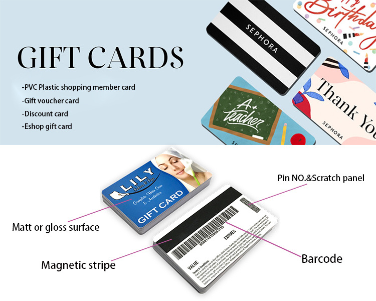 Free sample custom plastic discount gift card Barcode VIP loyalty card