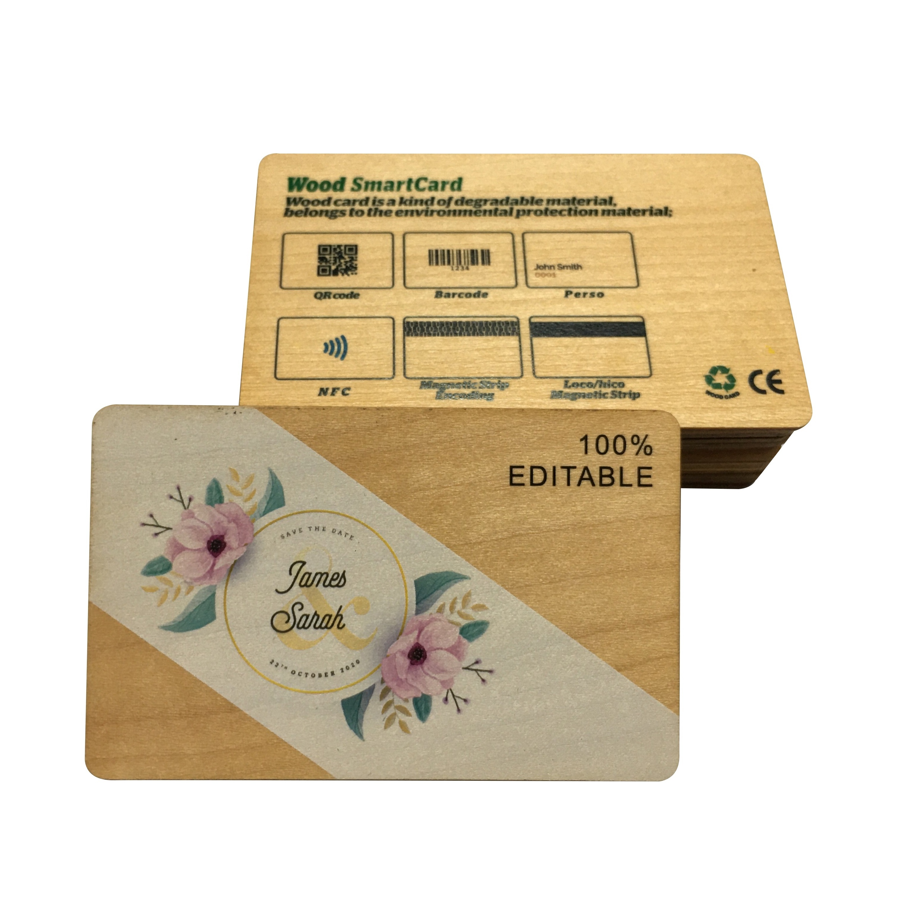 Programmable Bamboo Wood Business Cards Rfid Iso14443a Smart tag 213/216 Wooden Hotel Key Card